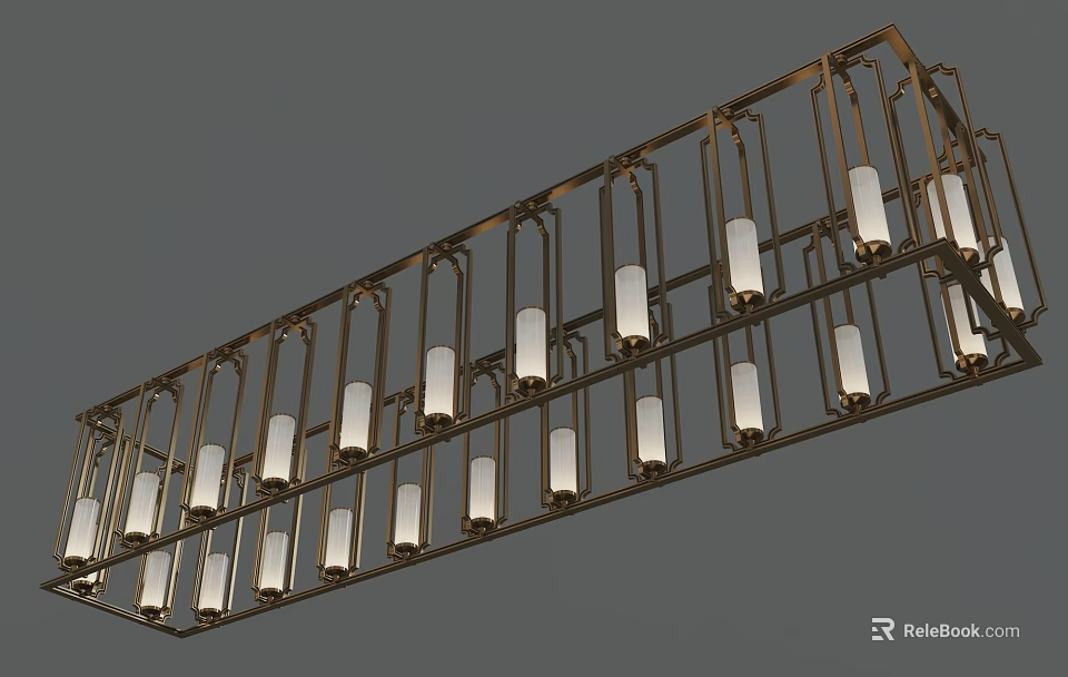 Elegant Modern Chandelier Design With Metal Frame And Cylindrical Light Fixtures 3d model 