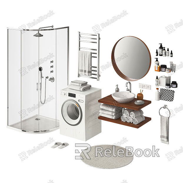 Modern Washbasin Bathroom Washing Machine Bathroom Rack Washbasin Mirror Bathroom Towels Bathroom Small Bath Toiletries model