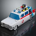 White Toy Car Model With Red Blue Accents Roof Equipment Ladder And Decorative Parts