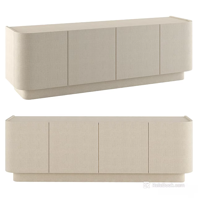 Beige Upholstered Cabinet With Four Doors Modern Design And Sleek Appearance 3d model 