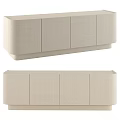 Beige Upholstered Cabinet With Four Doors Modern Design And Sleek Appearance