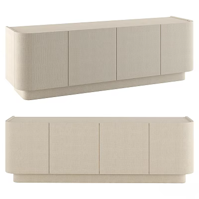 Beige Upholstered Cabinet With Four Doors Modern Design And Sleek Appearance 3d model