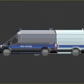 Detailed Blue Police Van and White Ambulance 3D Rendering With Emergency Roof Lights