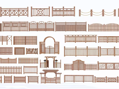 Various Decorative Wooden Railings Designs for Garden Patio and Porch 3d model
