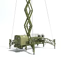 Industrial Equipment Green Telescopic Tower Structures With Platforms And Mechanical Components