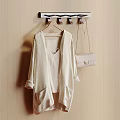 Mounted Hook Rack with Hanging Coat and Small Bag on Wooden Wall