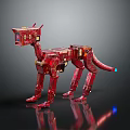 Red Robotic Dog With Mechanical Structure And Detailed Metallic Parts Design
