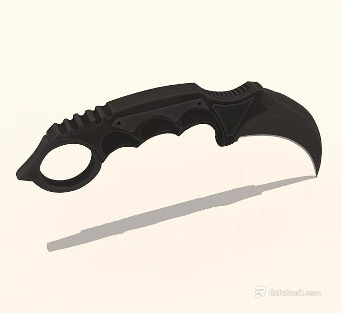 Black Tactical Claw Knife With Ergonomic Handle Sharp Blade And Textured Grip 3d model