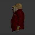 Detailed Anthropomorphic Toad Game Movie Character Wearing Red Coat and Gold Tie