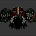 Mechanical Gorilla Game Movie Character Design With Green Orange Gray Red Armor And Tech