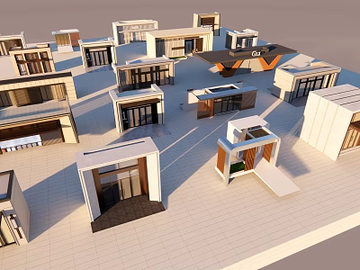 Modern Gate Simple Residential Unit Door Head 3d model