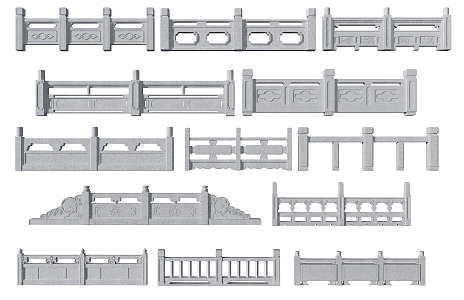 New Chinese Guardrail Marble Guardrail Combination 3d model