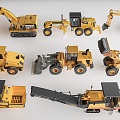 Road repair machinery bulldozer excavator construction machinery asphalt paver 3d model