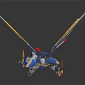 Detailed Winged Robot Character With Blue Yellow Red White Mecha Standing Pose Figure