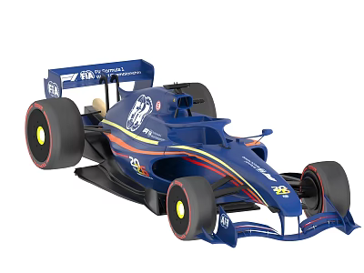 Blue Single Seater Racing Car With Aerodynamic Design And Stylish Stripes 3d model