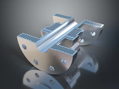 Shiny Metal Hardware Tool With Grid Design And Multiple Holes For Industrial Use 3d model