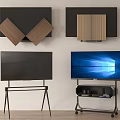 Modern TV Designs with Wooden Wall Mount Tripod and Wheeled Storage Stands