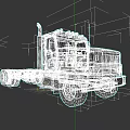 Yellow Heavy Duty Truck With Large Cab Chrome Grille And Big Tires