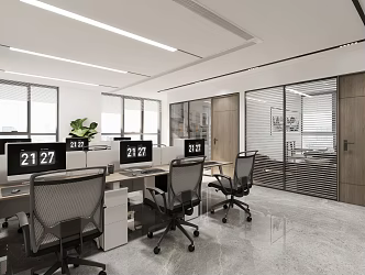 modern public office area office desks and chairs 3d model