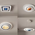 Modern Lighting Combinations with Square Round Ceiling and Pendant Lights Featuring Moon Planet Patterns 3d model