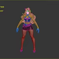 3D Character With Cat Ears Long Hair Black Outfit White Gloves And High Heels