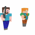 Cute Minecraft Style Pet Toys Featuring Blue Green Character Figures Holding Sword And Bow