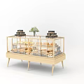 Bakery Glass Fronted Wooden Display Shelf With Bread Pastries Top Plant Boxes 3d model