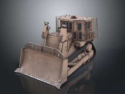 Heavy Duty Bulldozer With Enclosed Cab And Blade 3d model