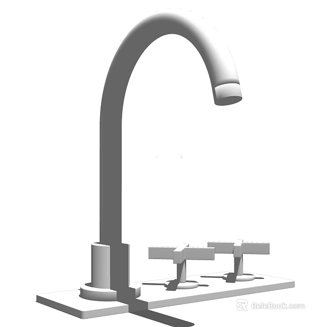 Modern Curved Spout Faucet With Double Handles For Kitchen Or Bathroom 3d model 