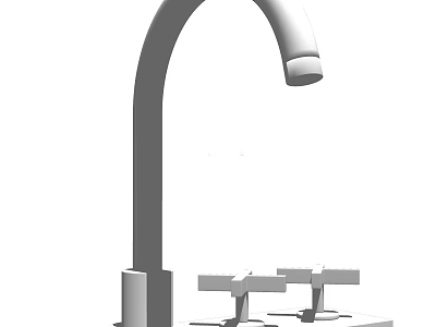 Modern Curved Spout Faucet With Double Handles For Kitchen Or Bathroom 3d model