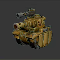 Yellow Military Tank Model With Cannon Tracks Armor And Cross Symbol Details