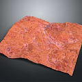 Red Scenic Landscape with Textured Surface and Gullies in Mountainous Terrain