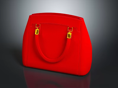 Elegant Red Handbag With Golden Hardware And Classic Top Handle Design 3d model