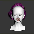 White Head Model With Facial Features And Stylish Pink Curly Short Hair