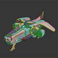 Futuristic Sci-Fi Aircraft Design With Gray Orange Body Wings Transparent Blue Cockpit And Wheels