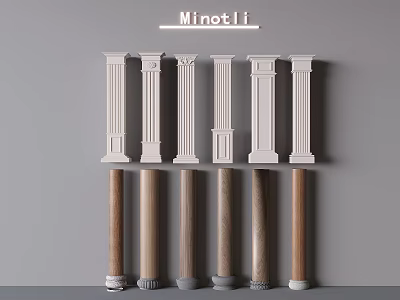 Architectural Decorative Roman Columns With Various Styles And Different Materials Arrangement 3d model