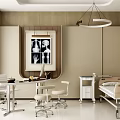 Modern Medical Examination Room With X ray Images Examination Bed Tables Chairs And Medical Equipment