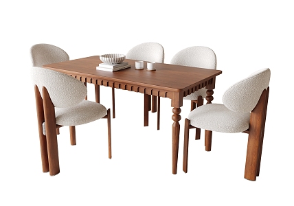 French Dining Table and Chair Combination 3d model