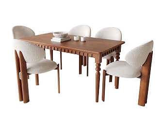 French Dining Table and Chair Combination 3d model