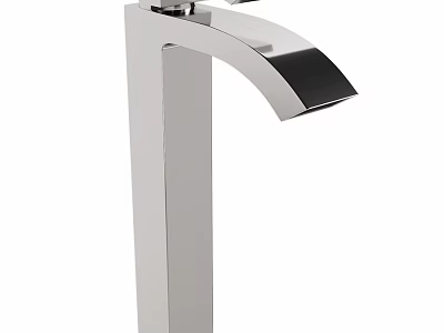 Sleek Modern Chrome Faucet With Tall Body And Curved Spout Design 3d model
