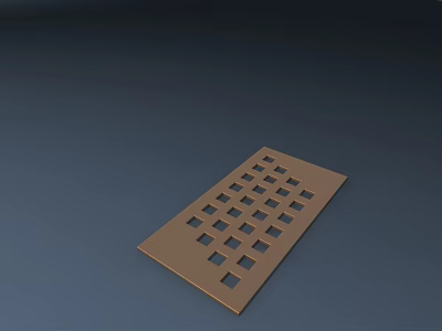Brown Metal Plate With Square Holes Grid Design On Blue Flat Surface 3d model