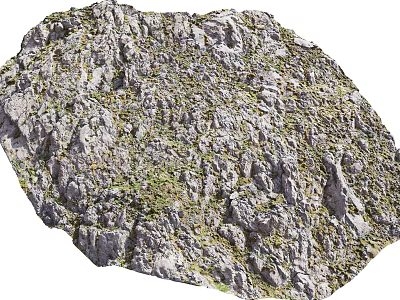 Natural Stone Rock Surface With Rough Texture And Green Moss Growth 3d model