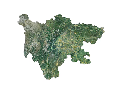 Satellite Map View Of Geographical Region With Green Vegetation And Road Network 3d model