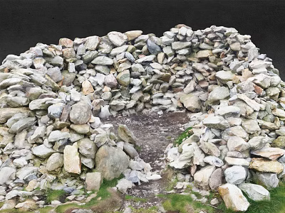 Natural Stone Enclosed Structure With Central Dirt Area And Surrounding Grass 3d model
