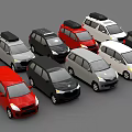 Various Colored Cars Including Red Black White Silver SUV and MPV Models