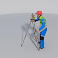 Professional Industrial Surveying Equipment Operated by Worker in Safety Gear with Tripod