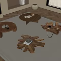 Natural Wooden Coffee Tables With Various Irregular Designs In Living Room Carpet Setting