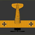 Yellow Biplane Model With Black Crosses On Wings And Propeller