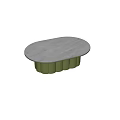 Oval Coffee Table with Gray Top and Green Fluted Base Design 3d model