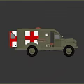 Vintage Military Green Ambulance With White Cross Markings And Red Door Design